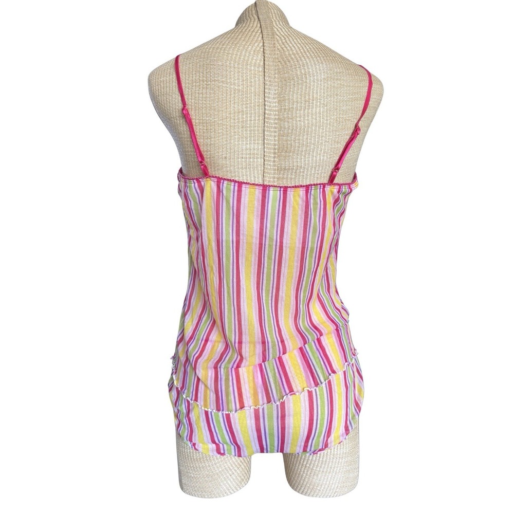 VTG Y2K Xhileration Cami Tank & Boy Short Panty Set- Pink Striped Sheer Fits XL - Picture 3 of 7